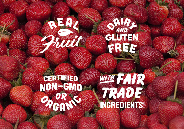 Strawberries with Real Fruit, Dairy and Gluten Free, Certified Non-GMO or Organic, With Fair Trade Ingredients